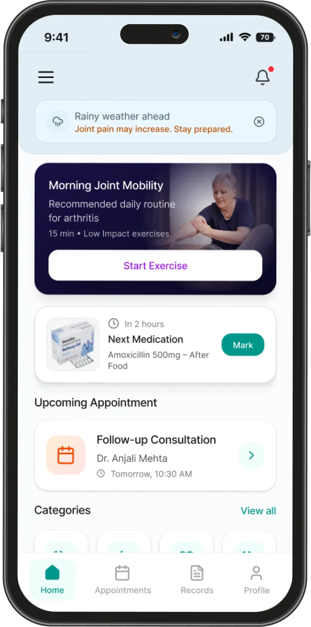 Healthcare app screen 2